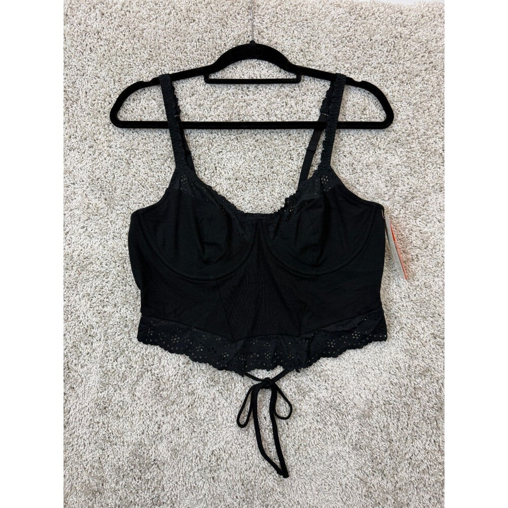 Colsie Women's XL Black Lace Underwire Bustier Corset Crop Top Adjustable Straps